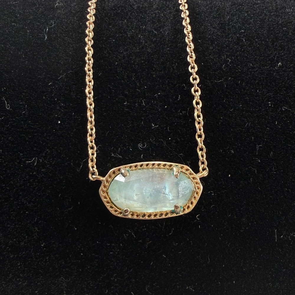 Kendra Scott Elisa Gold Tone Light Blue Pendant Necklace